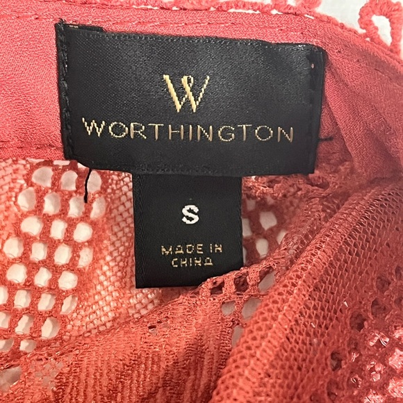 Worthington Blouse High Neck Lace Sheer Mauve Pink Chic Lace Sleeveless Small - Picture 9 of 9